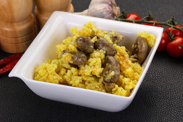 Rice with Chicken hearts