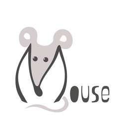 Vector logo with a mouse. Lettering with abstract animal on a white background.