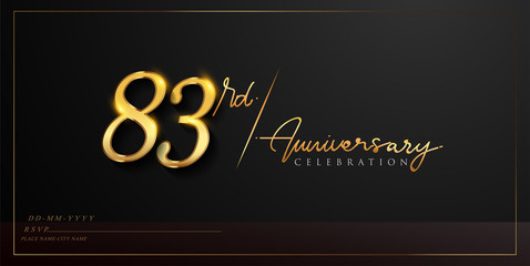 83rd anniversary celebration logotype with handwriting golden color elegant design isolated on black background. vector anniversary for celebration, invitation card, and greeting card