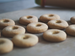 Homemade biscuits indoor activity during lockdown, quarantine year.