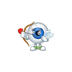 Charming picture of human eye ball Cupid mascot design concept with arrow and wings