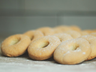 Homemade biscuits indoor activity during lockdown, quarantine year.
