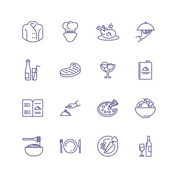 Restaurant Service Line Icon Set. Chef, Meal, Menu. Catering Concept. Can Be Used For Topics Like Cafe, Cooking, Occupation