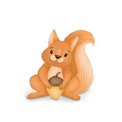 Illustration for children. Cute squirrel.