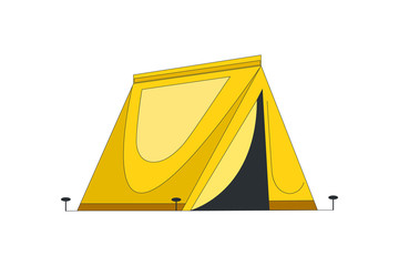 Hiking and trekking camp tent for rest. Vector illustration in cartoon style.