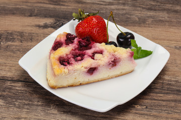Cheesecake with cherry served strawberry