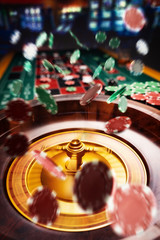 Roulette table close up at the Casino - Selective Focus
