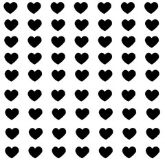 Silhouettes of black hearts on an isolated white background. Print on fabric, for interior decoration, poster printing, greeting cards, business banner, packaging in modern doodle style.
