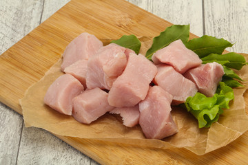 Raw fresh pork meat cube