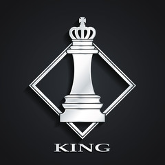 3d silver chess king shiny logo