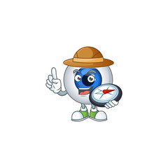 World explorer human eye ball cartoon design style using compass