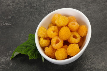 Sweet ripe tasty yellow raspberry
