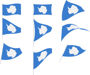 Obraz na płótnie Canvas Vector Illustration of Set with Antarctica Flag