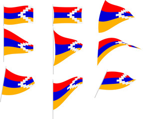 Vector Illustration of Set with Artsakh - Nagorno-Karabakh Flag