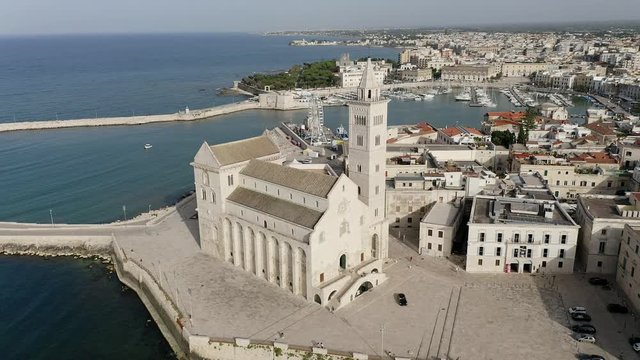 Aerial view of Trani Cathedral, Trani, Apulia, Italy