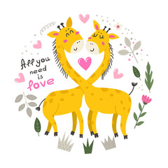 Vector poster with cute Giraffe.