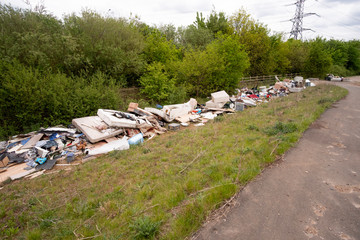 Example of fly tipping on a UK country lane