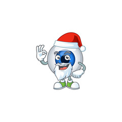 Friendly human eye ball Santa cartoon character design with ok finger