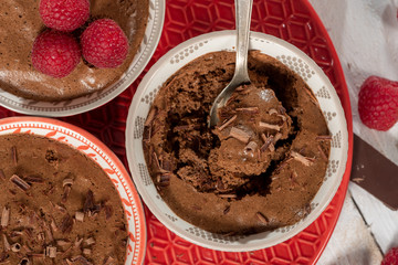 close up of dark chocolate mousse