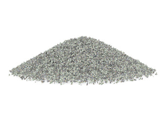 A 3D rendering image of pile of money banknote in form of mountain on white floor