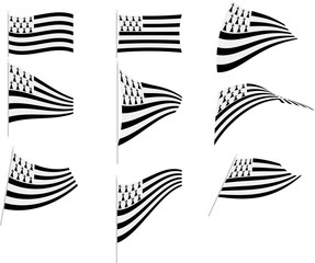 Vector Illustration of Set with Brittany Flag