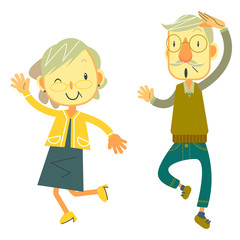 踊るシニアカップル