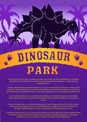 Poster World of dinosaurs with the image of a Stegosaurus. The prehistoric world. Jurassic period