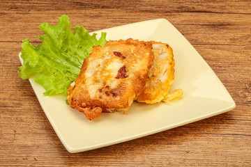 Roasted cod fish in bread