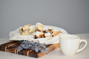 cup of coffee and chocolate cake