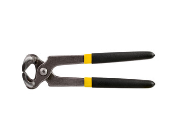 pincers with a yellow handle on white background