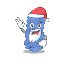 Burkholderia bacteria Santa cartoon character with cute ok finger