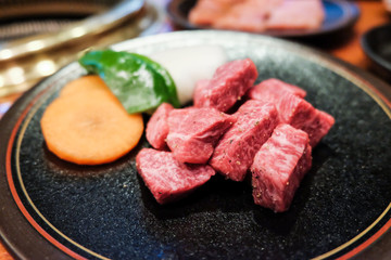 Red meat, which is a good grade beef from Takayama in Japan. HIDA BEEF Japanese style grilled meat Is the famous beef of Takayama, Japan.