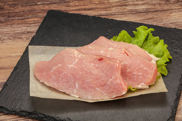 Raw pork steak for cooking