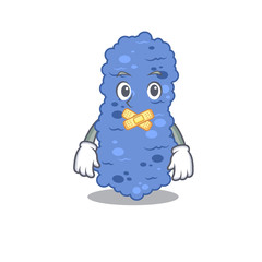 Burkholderia bacteria cartoon character style with mysterious silent gesture