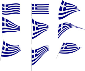 Obraz premium Vector Illustration of Set with Greece Flag