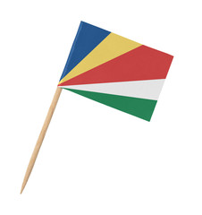 Small paper flag of Seychelles on wooden stick