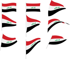 Vector Illustration of Set with Iraq Flag