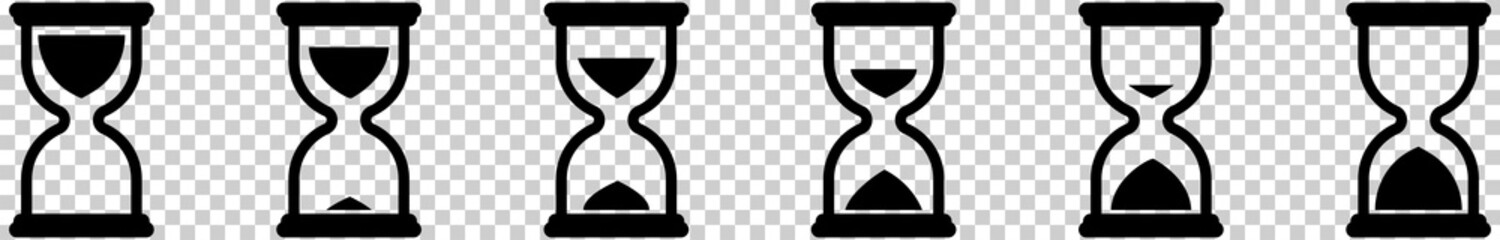Timer. Expiration of time. Vector hourglass icons set. Hourglass icon