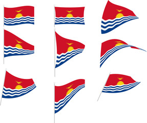 Vector Illustration of Set with Kiribati Flag