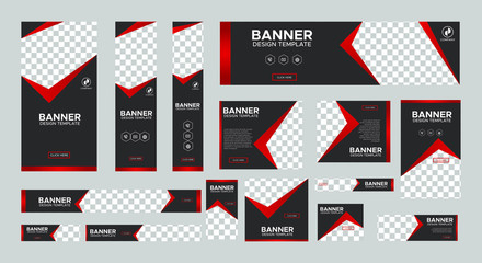 set of creative web banners of standard size with a place for photos. Business ad banner. Vertical, horizontal and square template. vector illustration EPS 10	