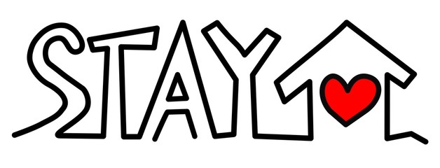 Obraz premium Stay home slogan. Lettering stay home text for campaign from coronavirus, COVID-19, coronavirus