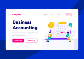 Template Landing Page People Business Accounting Vector Flat Illustration