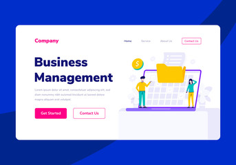 Template Landing Page People Business Management Vector Flat Illustration
