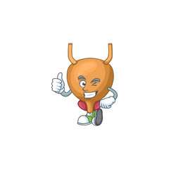 Fototapeta premium Mascot design style of bladder showing Thumbs up finger