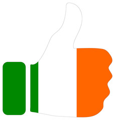 Thumbs up sign with flag of Ireland