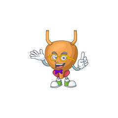 Cartoon character design of Geek bladder wearing weird glasses