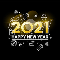 Happy new year 2021 design template. Design for calendar, greeting cards or print. Seasonal holidays flayers, greetings and invitations, Christmas themed congratulations and cards.