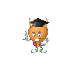 Mascot design concept of bladder proudly wearing a black Graduation hat