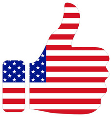 Thumbs up sign with flag of USA