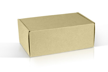 Closed cardboard box or brown carton isolated on a white background with clipping path.